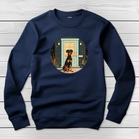 Dobermannos környakú pulóver sötétkék színben