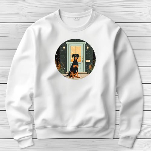 Dobermannos környakú pulóverk fehér színben