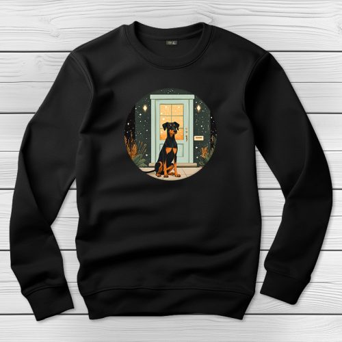 Dobermannos környakú pulóver fekete színben