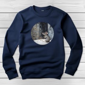 Egeres környakú pulóver sötétkék színben