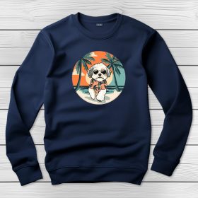 Havanesés környakú pulóver sötétkék színben