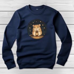 Hörcsögös környakú pulóver sötétkék színben