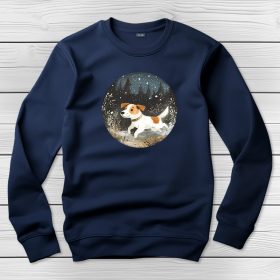 Jack russel terrieres környakú pulóver sötétkék színben