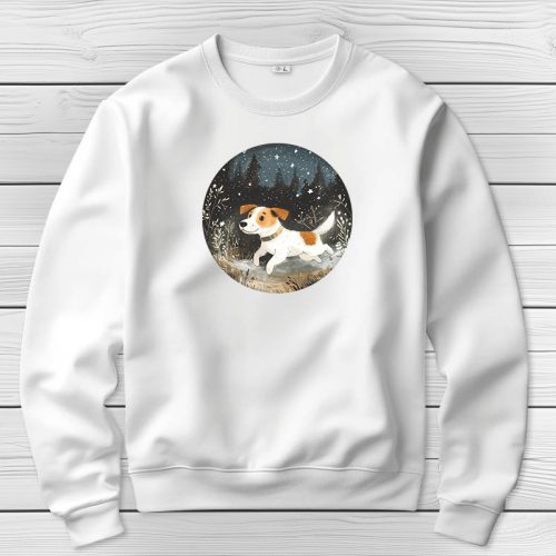 Jack russel terrieres környakú pulóverk fehér színben