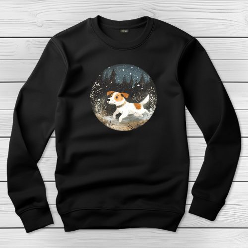 Jack russel terrieres környakú pulóver fekete színben