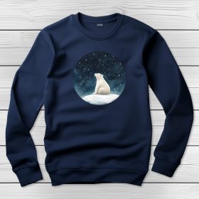 Jegesmedvés környakú pulóver sötétkék színben