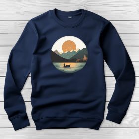 Kacsás környakú pulóver sötétkék színben