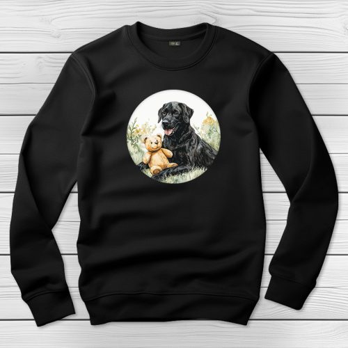 Fekete labradoros környakú pulóver fekete színben