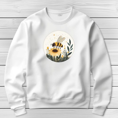 Méhecskés környakú pulóverk fehér színben