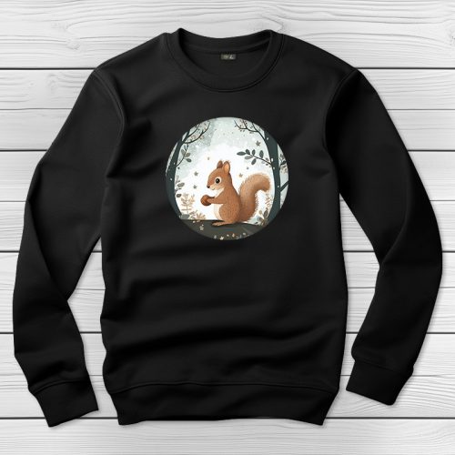 Mókusos környakú pulóver fekete színben