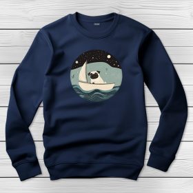 Mopszos környakú pulóver sötétkék színben