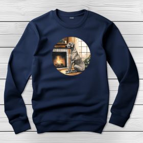 Német dogos környakú pulóver sötétkék színben