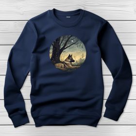 Németjuhászos környakú pulóver sötétkék színben