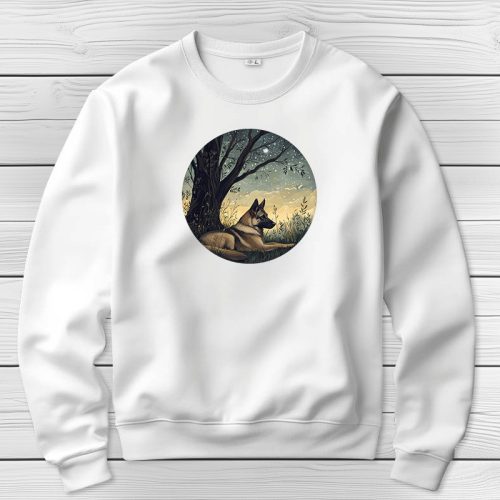 Németjuhászos környakú pulóverk fehér színben