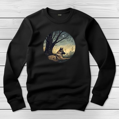 Németjuhászos környakú pulóver fekete színben