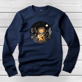 Oroszlános környakú pulóver sötétkék színben