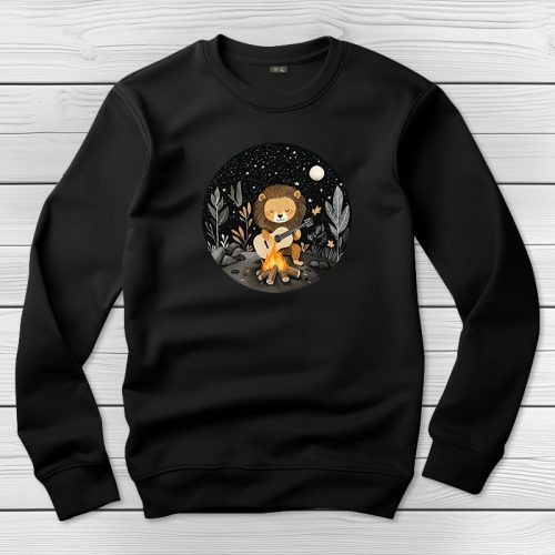 Oroszlános környakú pulóver fekete színben