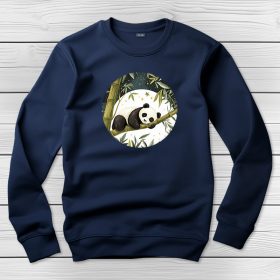 Pandás környakú pulóver sötétkék színben