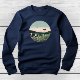 Pillangós környakú pulóver sötétkék színben