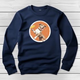 Pitbullos környakú pulóver sötétkék színben