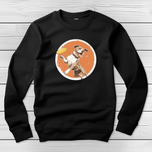 Pitbullos környakú pulóver fekete színben