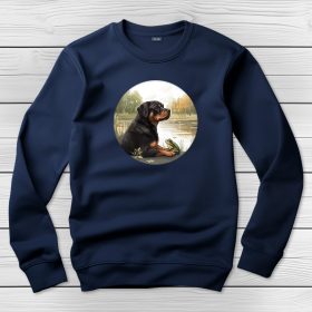 Rottweileres környakú pulóver sötétkék színben