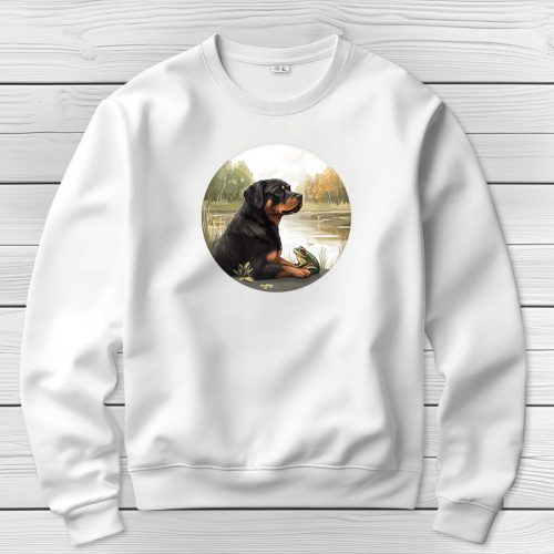 Rottweileres környakú pulóverk fehér színben