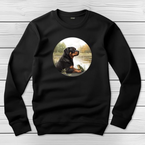 Rottweileres környakú pulóver fekete színben