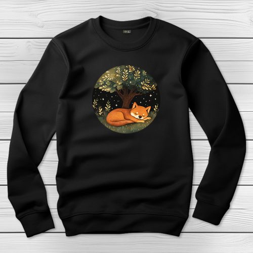 Shiba inus környakú pulóver fekete színben