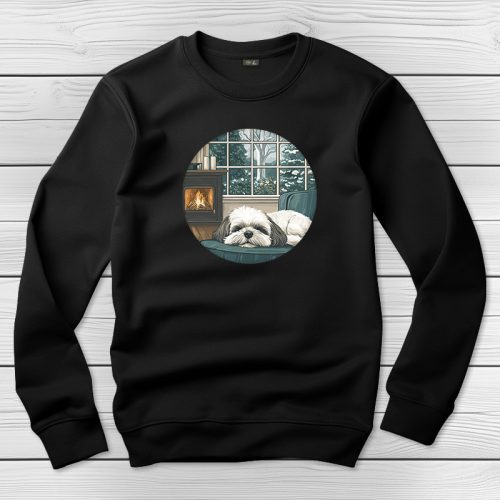 Si-cus környakú pulóver fekete színben