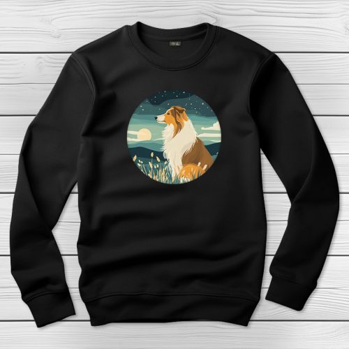 Skót juhászos környakú pulóver fekete színben