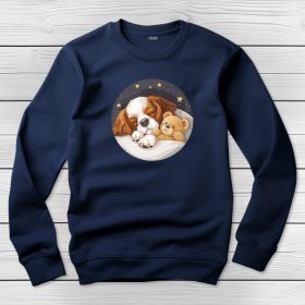 Cavalier King Charles spánieles környakú pulóver sötétkék színben