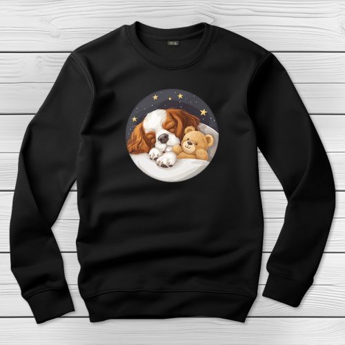 Cavalier King Charles spánieles környakú pulóver fekete színben