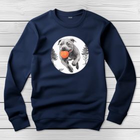 Staffordshire terrieres környakú pulóver sötétkék színben