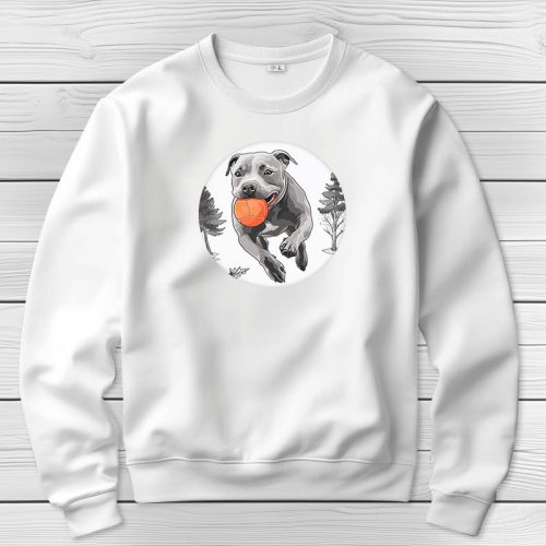 Staffordshire terrieres környakú pulóverk fehér színben