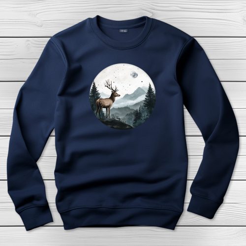 Szarvasos környakú pulóver sötétkék színben