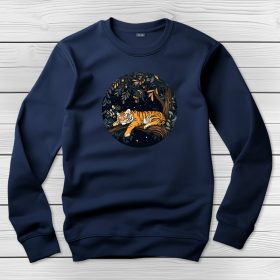 Tigrises környakú pulóver sötétkék színben