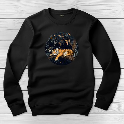 Tigrises környakú pulóver fekete színben