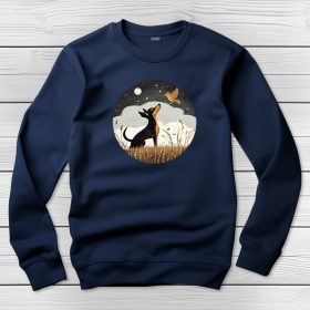 Törpe pincseres környakú pulóver sötétkék színben