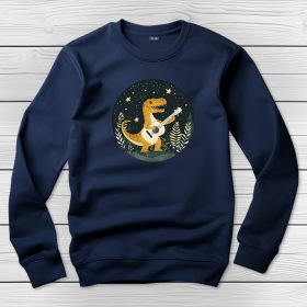 T-rexes környakú pulóver sötétkék színben