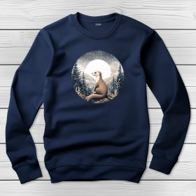 Vadászgörényes környakú pulóver sötétkék színben