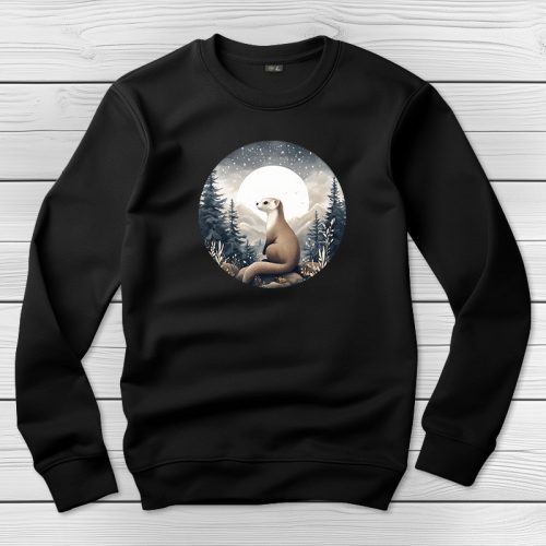 Vadászgörényes környakú pulóver fekete színben