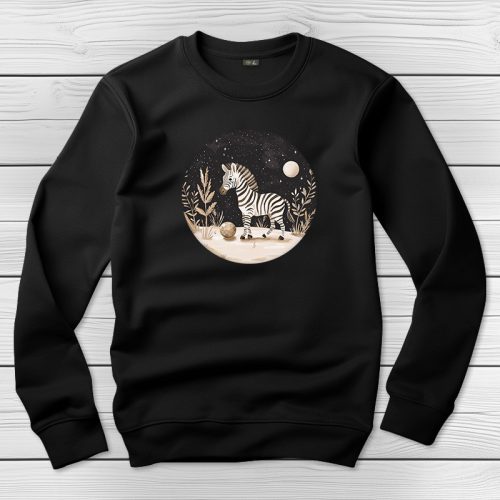 Zebrás környakú pulóver fekete színben