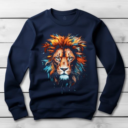 Oroszlános környakú pulóver sötétkék színben