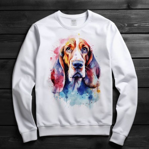 Basset hound mintás környakú pulóver