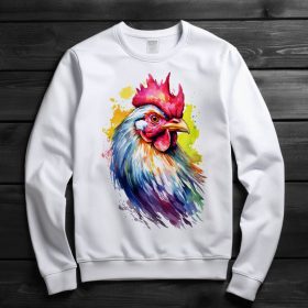 Csirke mintás környakú pulóver