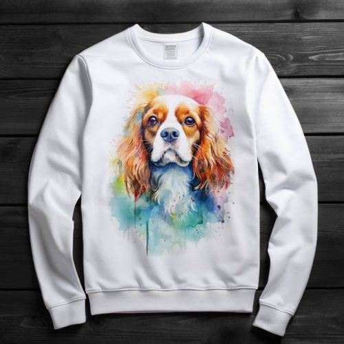 Cavalier king charles spániel mintás környakú pulóver