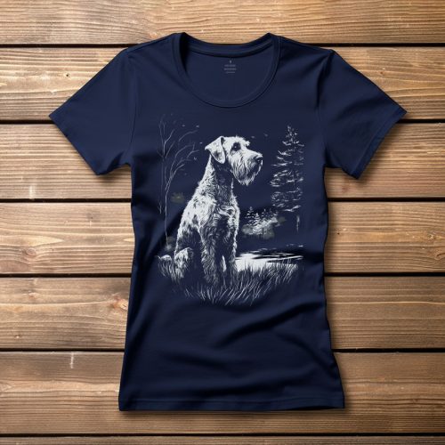 Airedale Terrieres póló nőknek sötétkék színben