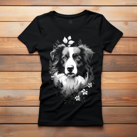 Ausztrál juhászkutyás póló nőknek fekete színben