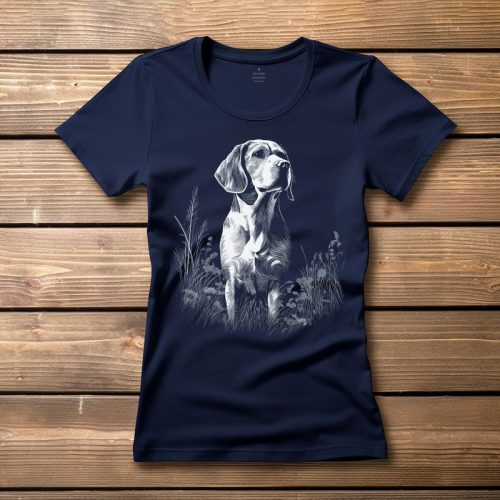 Beagle-ös póló nőknek sötétkék színben